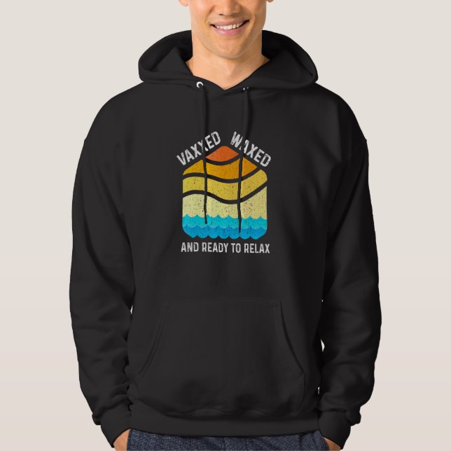 Vaxxed und bereit zum Entspannen Retro Sunset Beac Hoodie (Vorderseite)