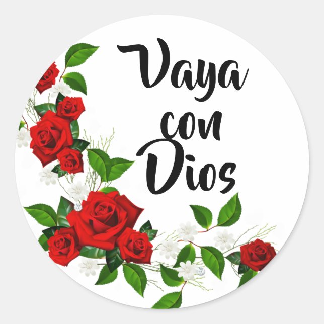 Vaya Con Dios Rote Rosen Go with God Runder Aufkleber (Vorderseite)