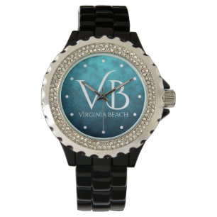 VB Virginia Beach auf blauem Wasser Hintergrund Armbanduhr