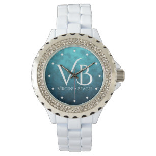 VB Virginia Beach auf blauem Wasser Hintergrund Armbanduhr