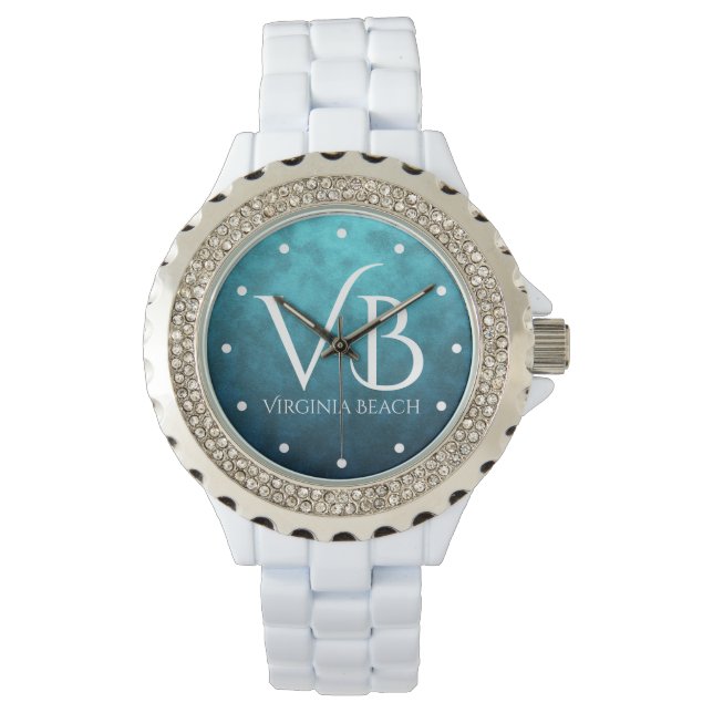 VB Virginia Beach auf blauem Wasser Hintergrund Armbanduhr (Vorderseite)