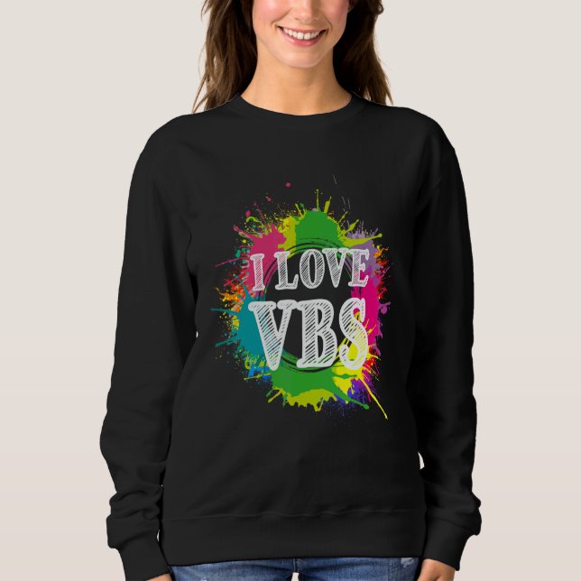 Vbs Crew Vacation Bible School Paint Splatter Sweatshirt (Vorderseite)