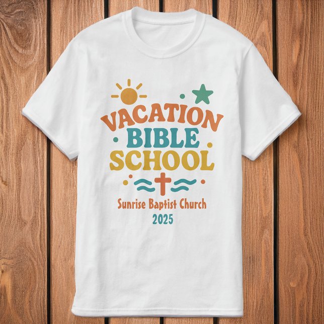 VBS: Vacation Bible School Church Name & Year Sun  T-Shirt (Von Creator hochgeladen)