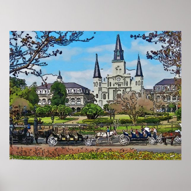 VCathedral, Jackson Square, New Orleans Poster (Vorne)