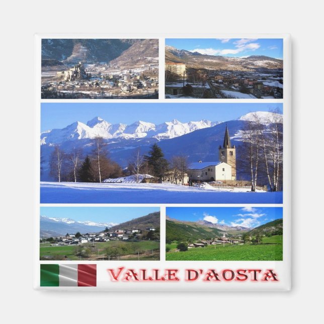 VDA005 VALLE D'AOSTA, Mosaik, Italien, Kühlschrank Magnet (Vorne)
