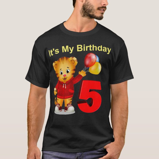 Vebyhogh Daniel Tiger 5 Jahre Altes Kind Geburtsta T-Shirt (Vorderseite)