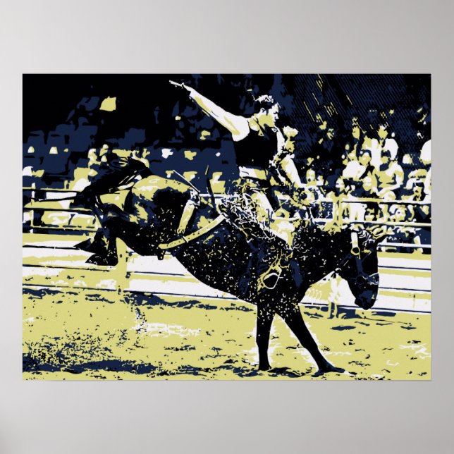 Vector art, Rodeo Cowboy buckeln Bronco Poster (Vorne)