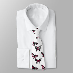 Vector Black and Pink Butterfly Pattern Krawatte