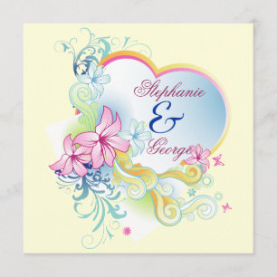 Vector Blume und Herz Save the Date Hochzeit Einladung