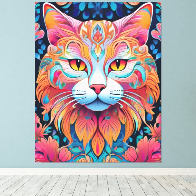 Vector Cat Canvas Print Leinwanddruck (Insitu (Holzboden))