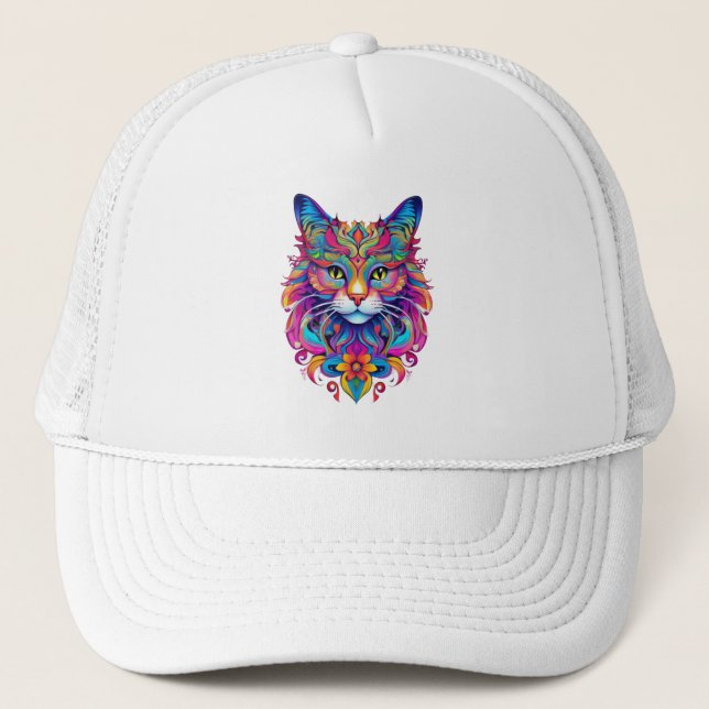 Vector Cat Trucker Hat Truckerkappe (Vorderseite)