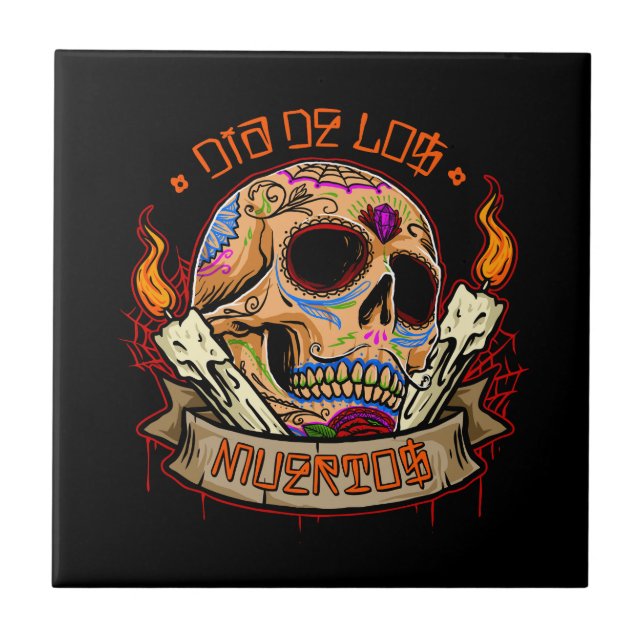 Vector dia de los muertos skulptur fliese (Vorderseite)