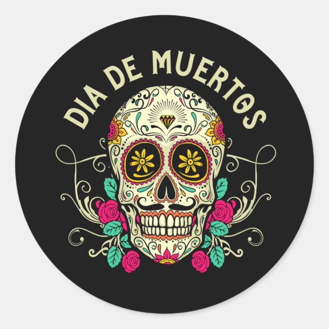 Vector dia de muertos Illustration Runder Aufkleber (Vorderseite)