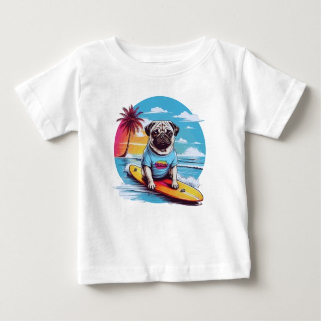 Vector Hundesuchen in den Wellen Baby T-shirt (Vorderseite)
