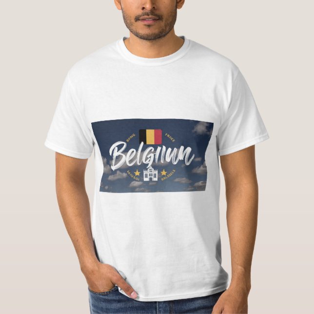 Vector-Logo für Belgien Land, Kühlschrankmagnet T-Shirt (Vorderseite)