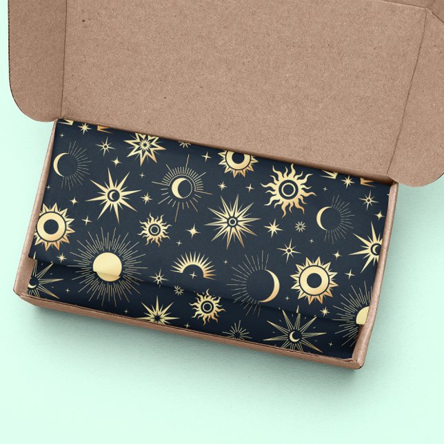 Vector Magic mit Gold Sun Moon Stars Muster Seidenpapier (Von Creator hochgeladen)