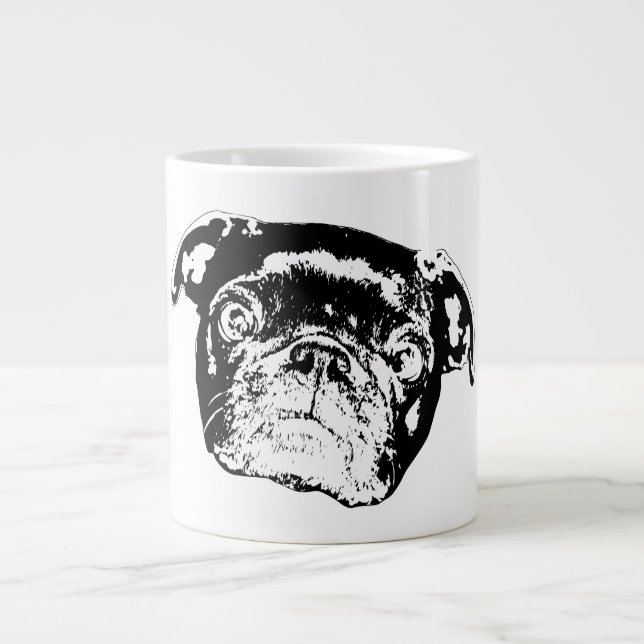 Vector Morgen Mops Jumbo-Tasse (Vorderseite)