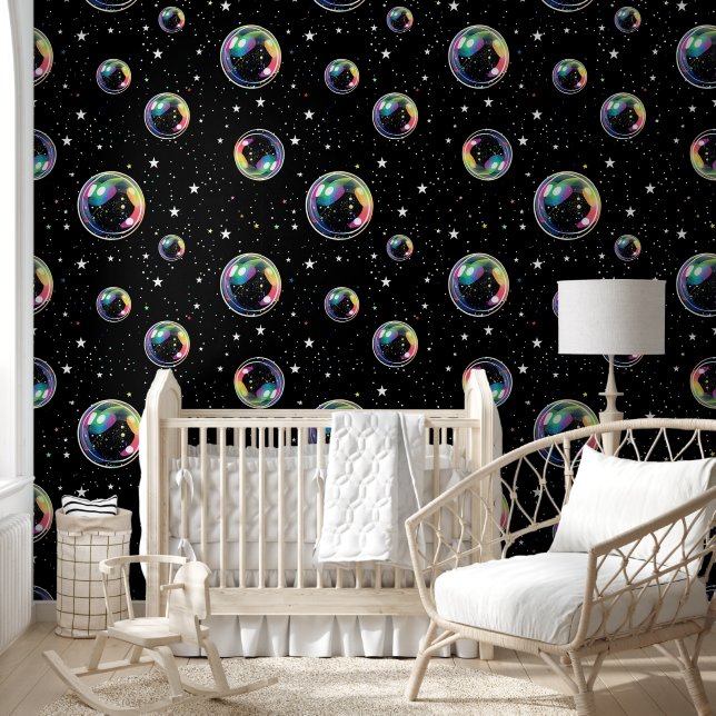 Vector Rainbow Bubbles Nahtlose rustikale Muster Tapete (Kinder)