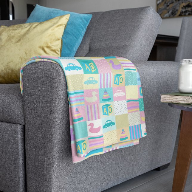 Vector Sommermuster mit Palmen und Meer Fleecedecke (Vector Summer Pattern With Palms And Sea Fleece Blanket)