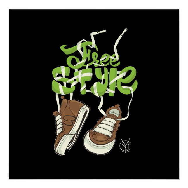 Vector Vektorfreestyle-Illustration mit Sneakern Poster (Vorderseite)