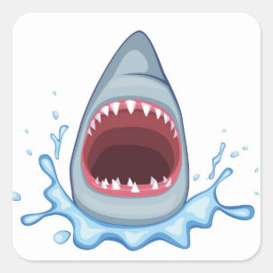 vectorstock_383155 Cartoon Shark Teeth hungrig Quadratischer Aufkleber