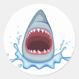 vectorstock_383155 Cartoon Shark Teeth hungrig Runder Aufkleber