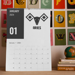 Vedic Zodiac Symbol-Geometric Rashi Forms Kalender