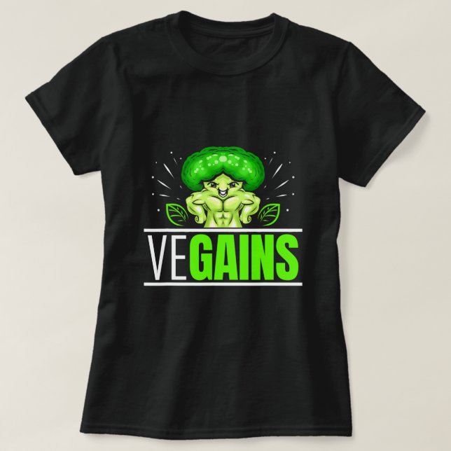 VeGains Strong Broccoli Bodybuilding Vegetarian an T-Shirt (Design vorne)