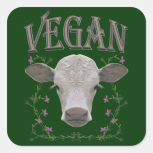 VEGAN - */* 25 QUADRATISCHER AUFKLEBER