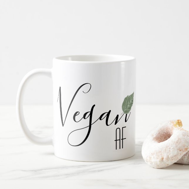 Vegan AF Funny Sprichwort Leaf Kaffeetasse (Mit Donut)