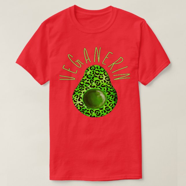Vegan Avocado Art LEOPARD PATTERN T-Shirt (Design vorne)