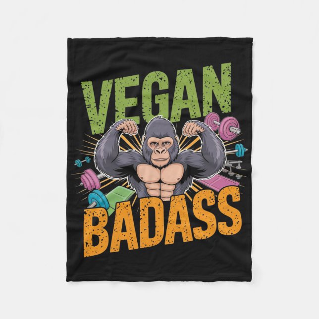 Vegan Bodybuilder Weightlifter Gorilla Fleecedecke (Vorderseite)