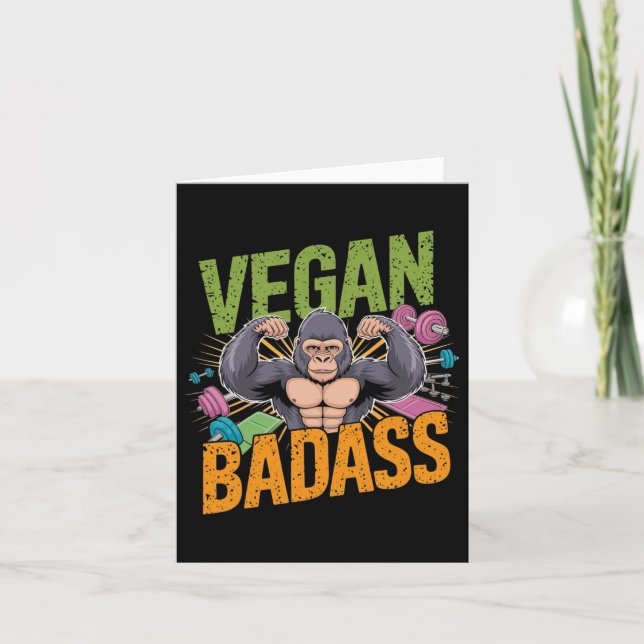 Vegan Bodybuilder Weightlifter Gorilla Karte (Vorderseite)