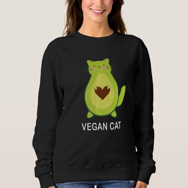 Vegan Cat Vegetarian Cat Avocato Avocat Avogato Sweatshirt (Vorderseite)