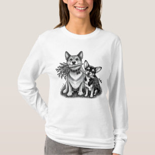 Vegan Corgi & Chihuahua mit Karotten T-Shirt