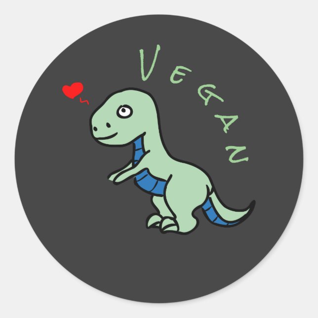 Vegan Dinosaur Kind Dino Runder Aufkleber (Vorderseite)