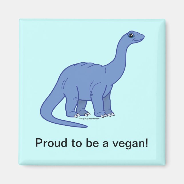 Vegan Dinosaurier Magnet (Vorne)