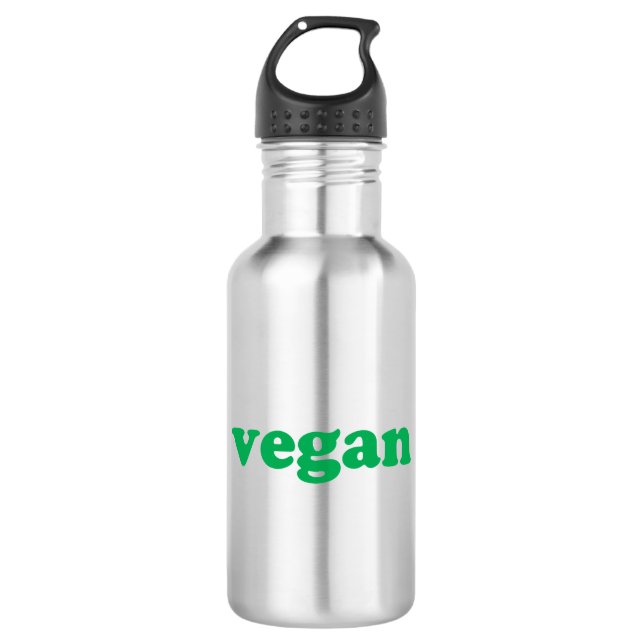 "vegan" edelstahlflasche (Vorderseite)
