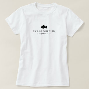 Vegan End Speciesism Minimaler Typografie Fisch T-Shirt