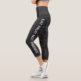 Vegan Essen Obst nicht Freunde Schwarze Cartoon Ti Capri Leggings