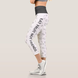 Vegan essen Obst nicht Freunde Weiße Cartoon Tiere Capri Leggings