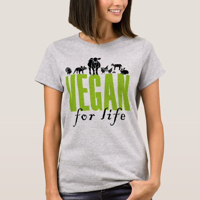 Vegan für das Leben! Das T-Shirt der Frauen (Vorderseite)