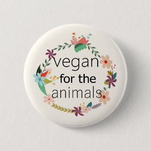 Vegan für das Tierblumenentwurfsabzeichen Button
