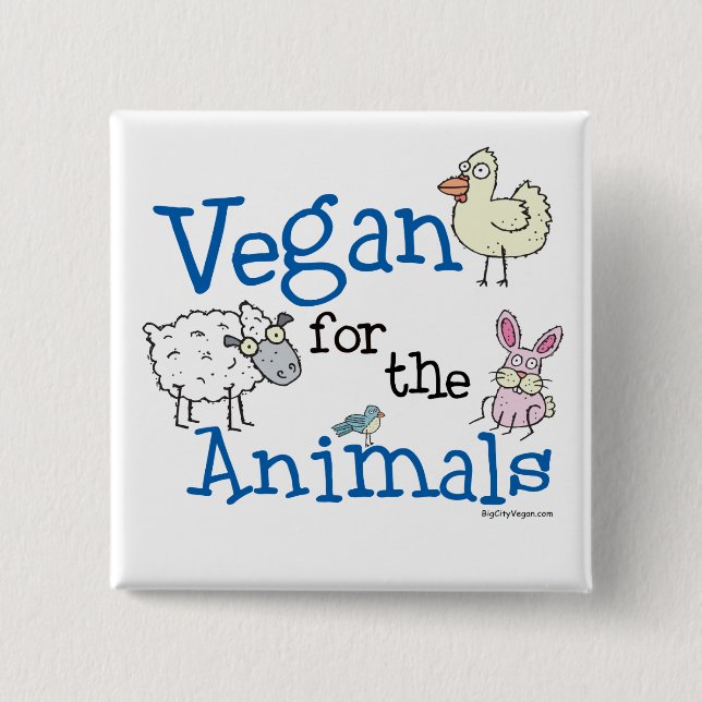 Vegan für die Tiere Button (Vorderseite)