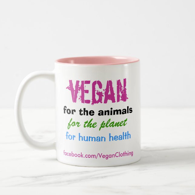 Vegan für die Tiere Zweifarbige Tasse (Links)