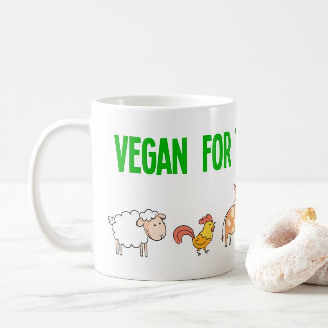 Vegan für Stimmlose mit niedlichen Tieren Kaffeetasse (Mit Donut)