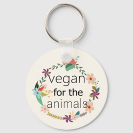 Vegan für Tiere Blumendesign Schlüsselanhänger