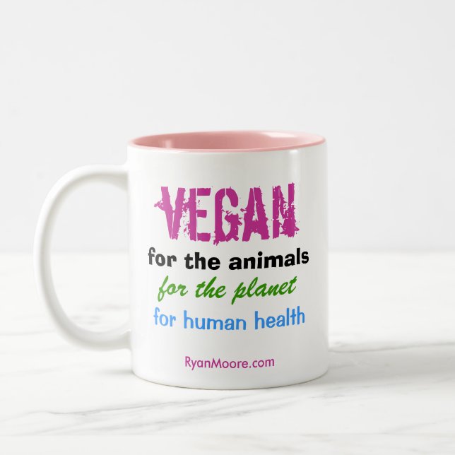 Vegan für Tiere Zwei-Tone-Kaffee-Tasse Zweifarbige Tasse (Links)