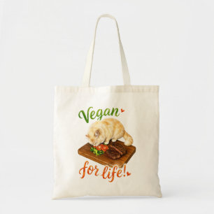 Vegan fürs Leben Lustiges Katzenfutterliebhaber-Wi Tragetasche