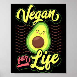 Vegan fürs Leben süßer pro-vegan kawaii Avocado-Fa Poster